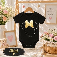 БОДІК ДЛЯ ДІВЧИНКИ MINNI чорного кольору з короткими рукавами.