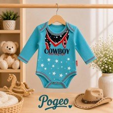 БОДІК ДЛЯ ХЛОПЧИКА COWBOY бірюзового кольору з довгими рукавами.