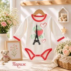 БОДІК ДЛЯ ДІВЧИНКИ VOH PARIS білого кольору з довгими рукавами.