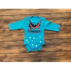 БОДІК ДЛЯ ХЛОПЧИКА COWBOY бірюзового кольору з довгими рукавами.