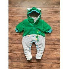Комбінезон демісезонний велюровий для малюків зеленого кольору