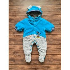 Комбінезон демісезонний велюровий для малюків блакитного кольору