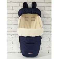 Конверт зимовий Футмуф Чохол на овчині в коляску Z&D Thermo (Navy blue) Темно-синього кольору