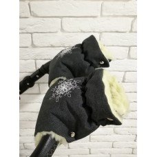 Рукавички-Муфта на коляску Ok Style Сніжинка Льон Графітового кольору