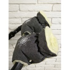 Рукавички-Муфта на коляску Ok Style Сніжинка Льон Темно-Сірого кольору